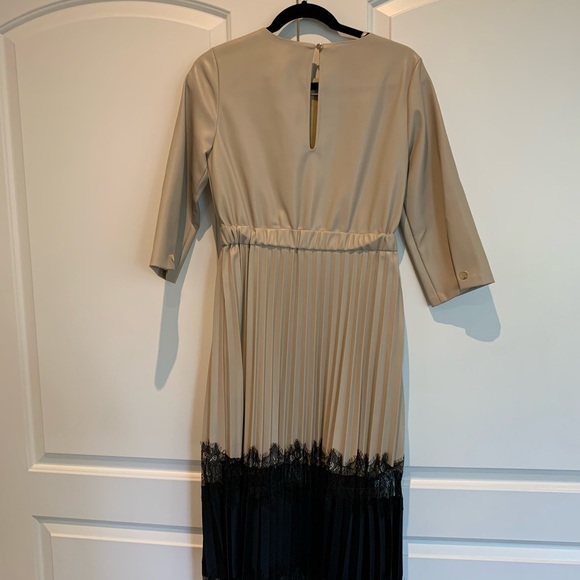NWT Zara Contrasting Faux Leather Midi Dress with Lace detail size small - Picture 4 of 4